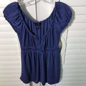 INC tanzanite silk/cotton sleeveless  scoop top, S